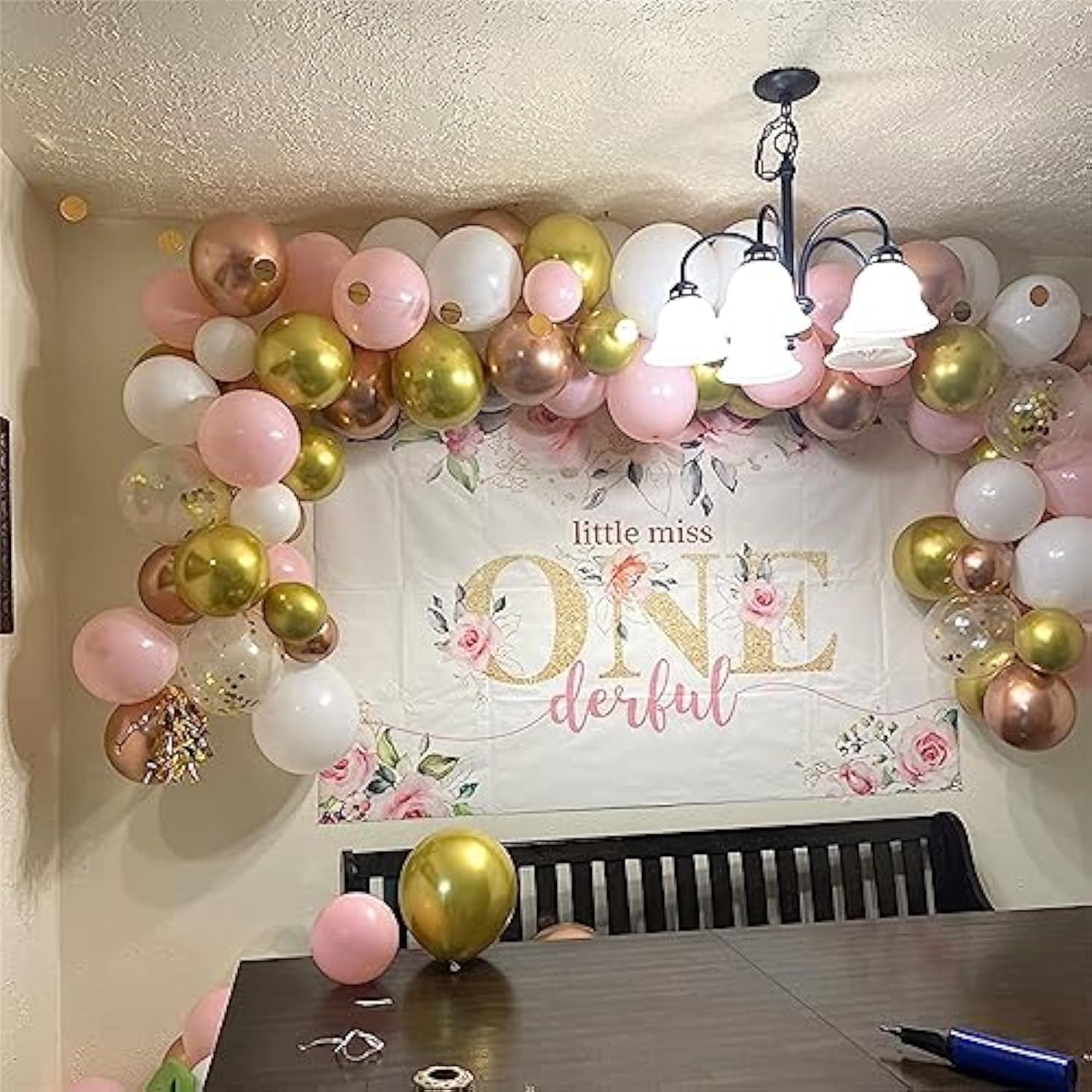 Pink Gold Balloons Set, 12 Inch Matte Pink Pastel Baby Pink Metallic Gold Confetti Latex Balloons For Girls Women, Pink Gold Party Balloons For Birthday Baby Bridal Shower Wedding Party Decorations