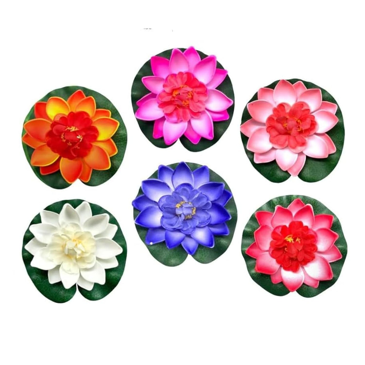 6 Pcs Large Floating Lotus Flowers Faux With Artificial Lily Pads, Artificial Floating Foam Lotus Flower With Water Lily Pad,Floating Artificial Lotus Flowers Decor Pond Home Decoration