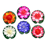 6 Pcs Large Floating Lotus Flowers Faux With Artificial Lily Pads, Artificial Floating Foam Lotus Flower With Water Lily Pad,Floating Artificial Lotus Flowers Decor Pond Home Decoration
