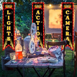 Movie Night Porch Sign Banner Party Decorations, Now Showing Lights Camera Action Banner For Movie Night Welcome Sign Outdoor Outdoor Indoor Home Red Carpet Party Supplies