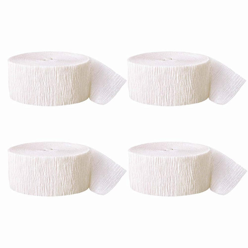 White Crepe Paper Streamers-12 Rolls (82 Feet Per Volume)