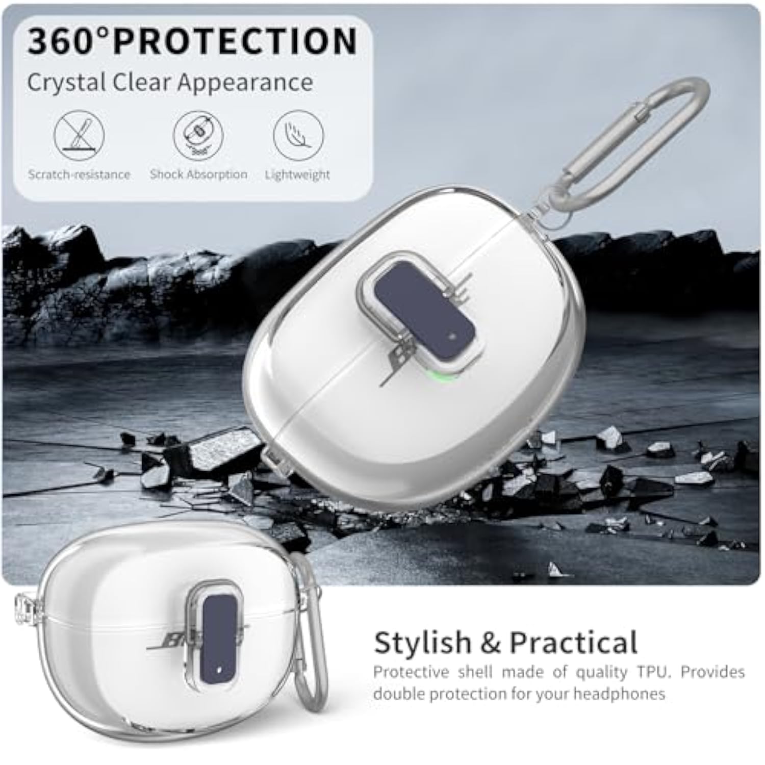 [Secure Lock] For Bose Ultra Open Earbuds Case(2024), Clear Tpu Shockproof Protective Cover For Bose Open Ear Wireless Earbuds Accessories With Cleaning Kit& Keychain (Clear)