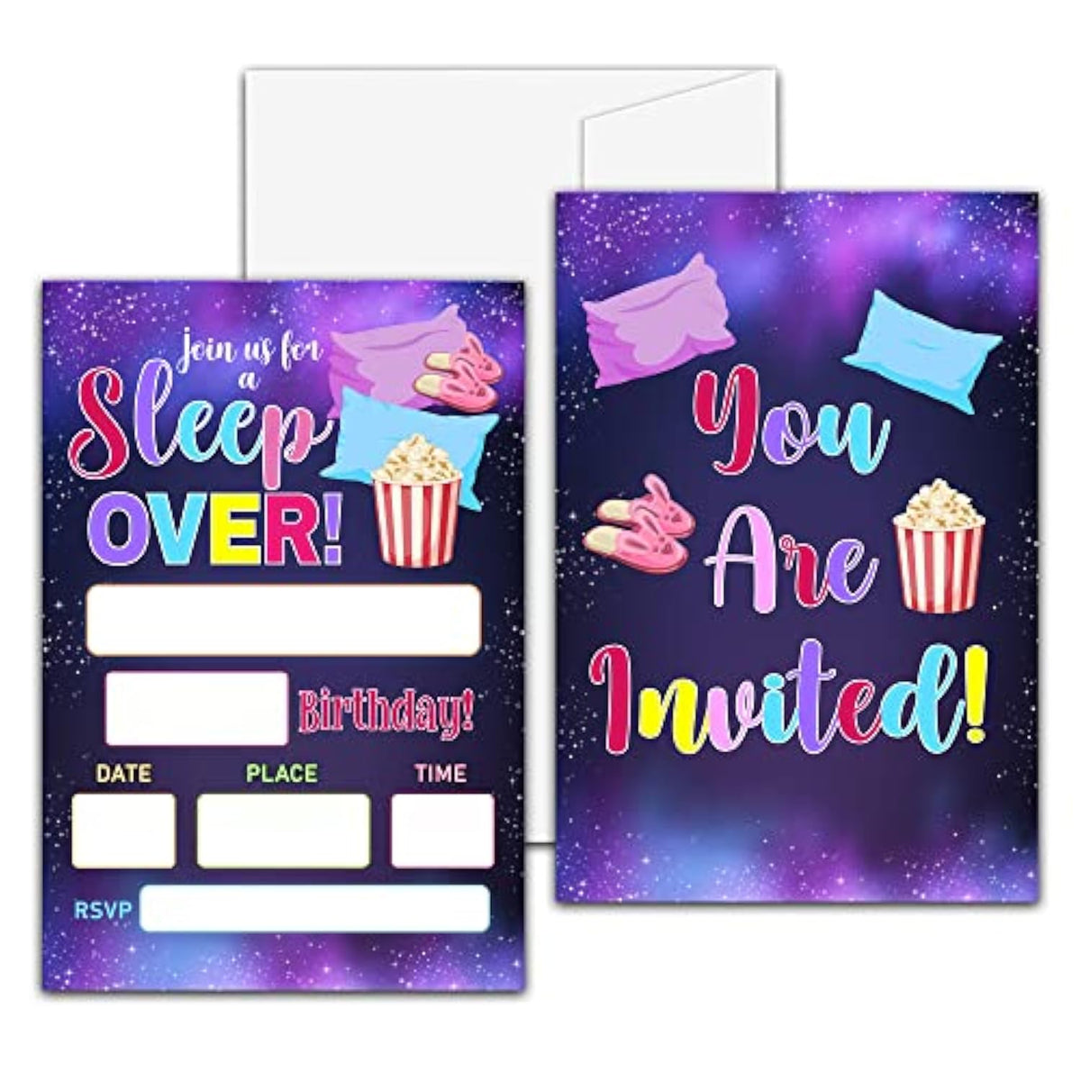 Sleepover Birthday Party Invitation, Galaxy Slumber Fill-In Invites For Friends, 20 Invitations With Envelopes(4" X 6")?Party Favors Decorations And Supplies-21