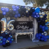 Blue, Black & Silver Latex Balloons – Metallic Party Decor for Birthdays, Showers and Events