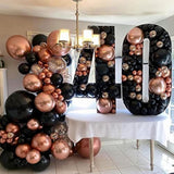 124Pcs Rose Gold Balloon Garland Arch Kit Black Pink And Rose Gold Bal