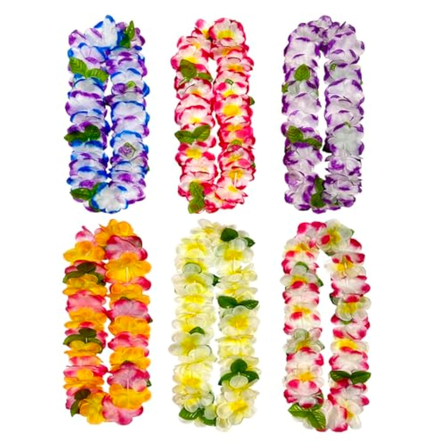 6 Count Thickened Hawaiian Leis, Perfect Luau Party Supplies For Summer Beach Vacations, Essential Party Decorations For Birthday, Graduation, And Wedding Celebrations