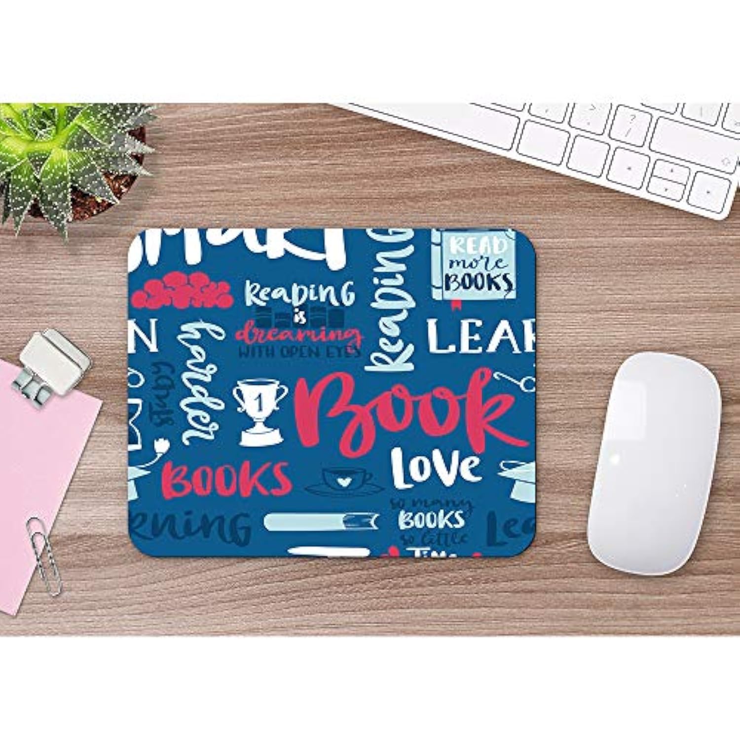 Motivational Quote Gaming Mouse Pad Love Book Reading Calligraphic Letter Blue Wallpaper Decorative Mousepad Rubber Base Home Decor For Computers Laptop Office Home 7.9X9.5 Inch