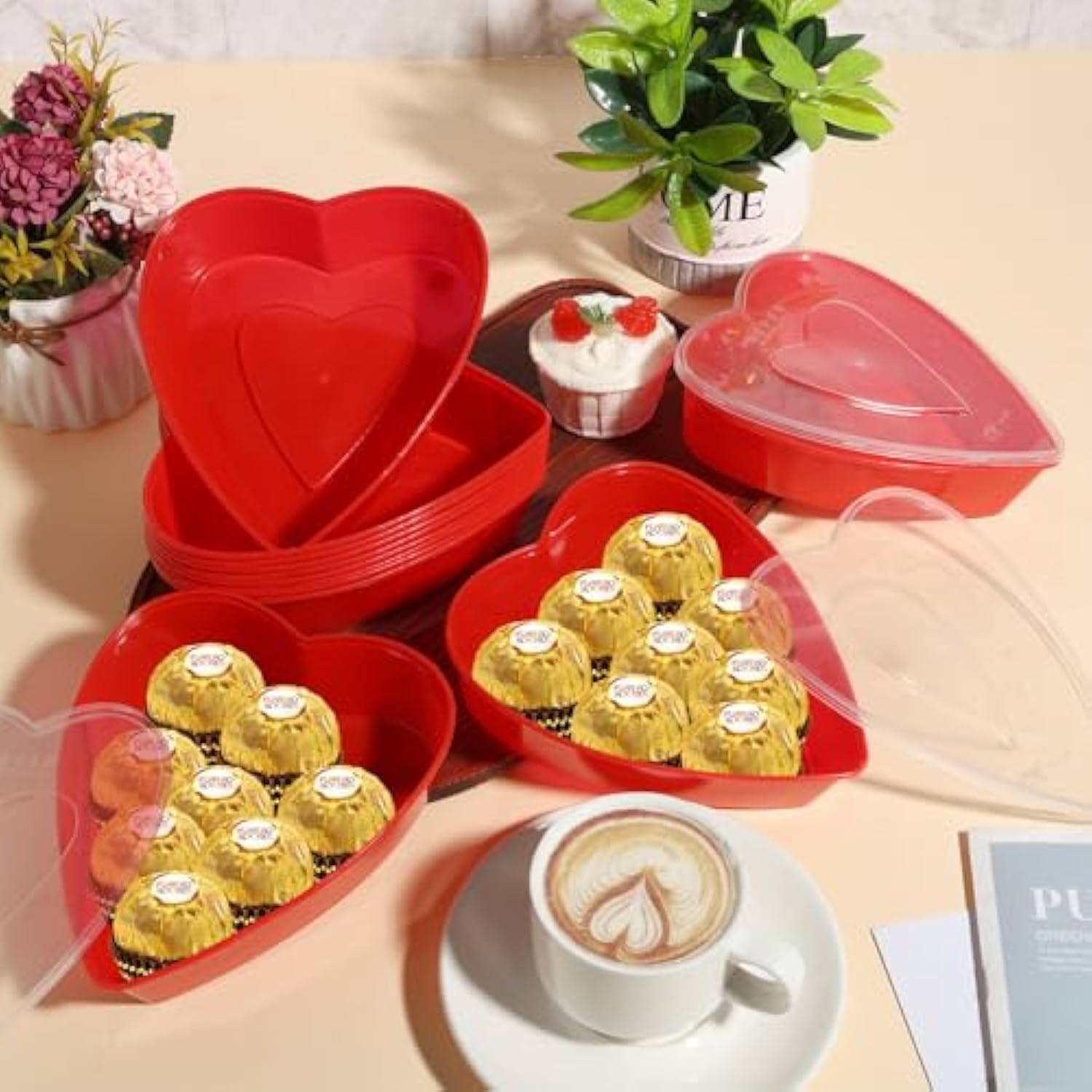 30Pcs Valentine'S Day Heart Shaped Container Box, Reusable 16.9 Oz Red Heart Shaped Food Storage Containers Dessert Box With Lids For Valentine'S Day Wedding Party Supplies Fruit Vegetable Dessert
