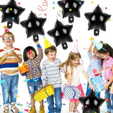 50-Pack 10-Inch Black Star Foil Balloons for Party and Wedding Decorations