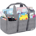 Craft Organizer Tote Bag With Multiple Pockets, Storage Art Caddy For Scrapbooking, Crafts Supply Carrier For Tool, Gray