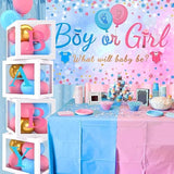Gender Reveal Baby Balloon Boxes Decorations, Pink Blue Balloon Arch Garland Kits With 4Pcs Boxes, Gender Reveal Backdrop For Baby Shower,Boy Or Girl Gender Reveal Party Supplies(141Pcs)