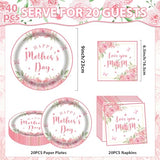 Mother's Day Decorations Pink Flower Plates and Napkins Set of 20, 9 Inch Party Paper Plates and Napkins Sets, Floral Paper Plates for Mother’s Day Party Supplies, Happy Mothers Day Paper Goods