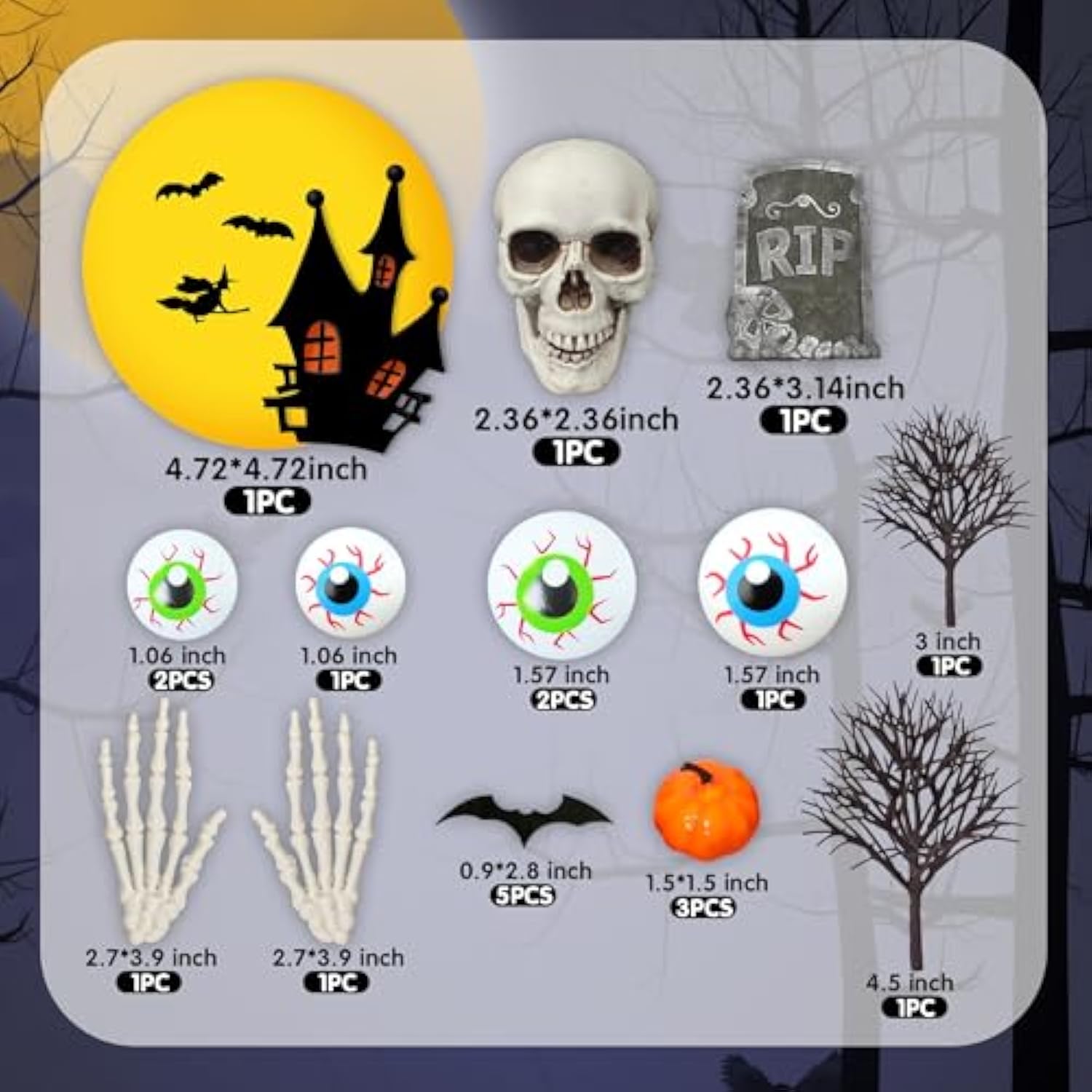 Halloween Cake Toppers Tombstone Moon Pumpkin Skull Skeleton Hands Party Decor