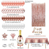 Rose Gold Birthday Party Decorations,Happy Birthday Banner,Fringe Curt