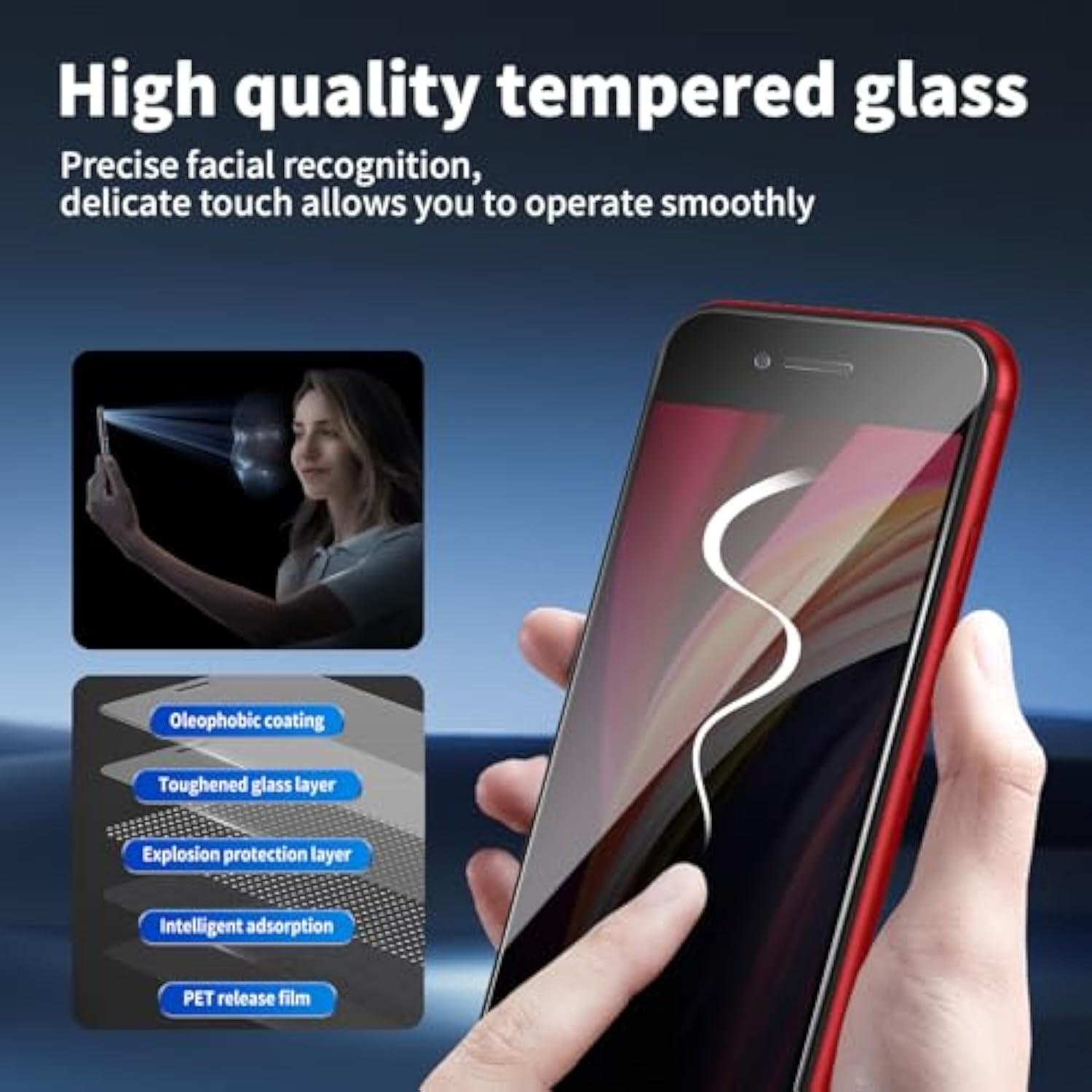 3 Pack For Iphone Se 2020 / Se 2022 8/7 / 6 / 6S Privacy Screen Protector, 9H Hardness Anti-Spy Tempered Glass, Scratch-Resistant ?Anti-Fingerprint?Bubble Free, Easy Install