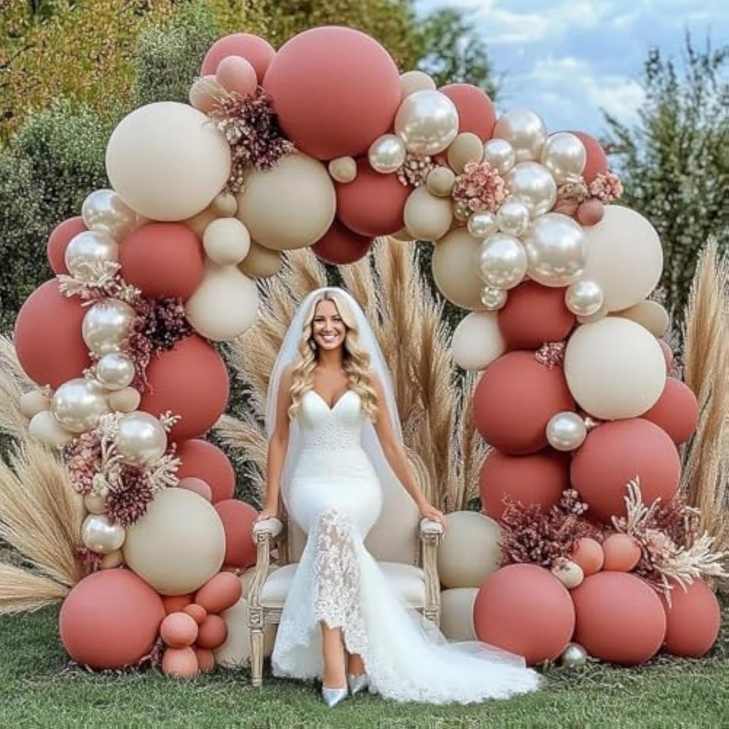 Dusty Pink Cream White Balloon Arch Kit with Blush Beige Nude Balloons for Party