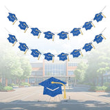 Graduation Decorations Class of 2026 Blue and Gold Graduation Banner Glitter Pre-strung Grad Cap Banner for 2026 Grad Decor Party Supplies