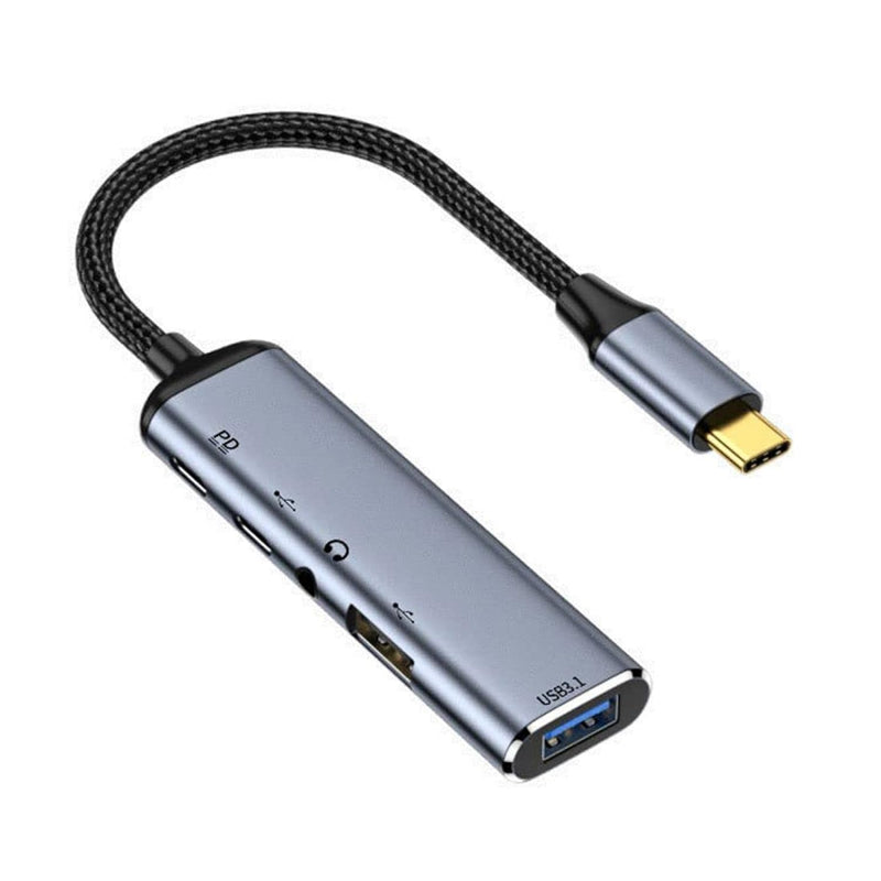 Cy Usb C Hub,Usb Type C To Audio 3.5Mm & 2 Usb A & 1 Usb C Data Ports Hub Conv