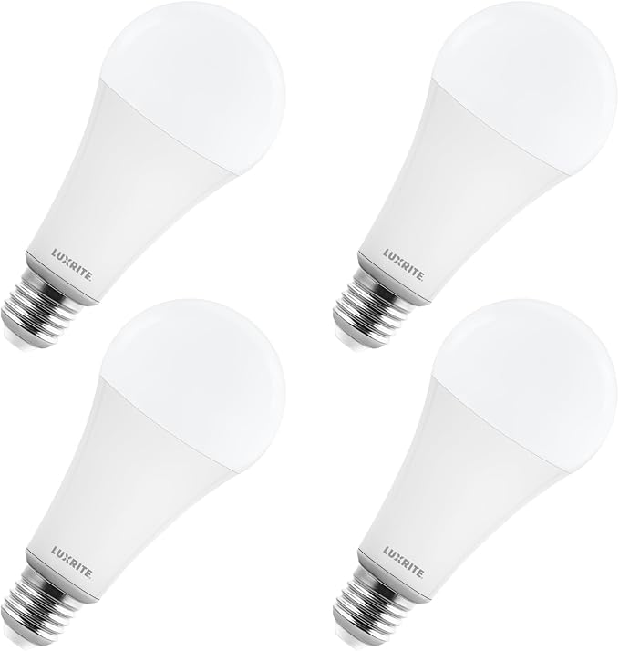 4 Pack A23 LED Light Bulbs 33W 4000 Lumens 3500K Natural White Dimmable E26 Base UL Listed