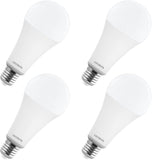 4 Pack A23 LED Light Bulbs 33W 4000 Lumens 3500K Natural White Dimmable E26 Base UL Listed