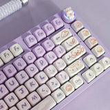 Keycaps 142 Keys Purple Rabbit Cute Moa Profile Dye-Sublimation For Cherry Mx