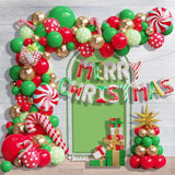 Christmas Balloon Garland Arch Kit, 157Pcs Red Green Gold Latex Balloons With Candy Cane Merry Christmas Foil Balloon For Xmas Holiday New Year Lollipop Party Decorations (Red Green)