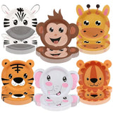 Safari Jungle Wild Animal Party Supplies 60Pcs Disposable Jungle Zoo Animal Shaped Paper Plates For Birthday Party, Baby Shower And Jungle Safari Theme Party Decorations