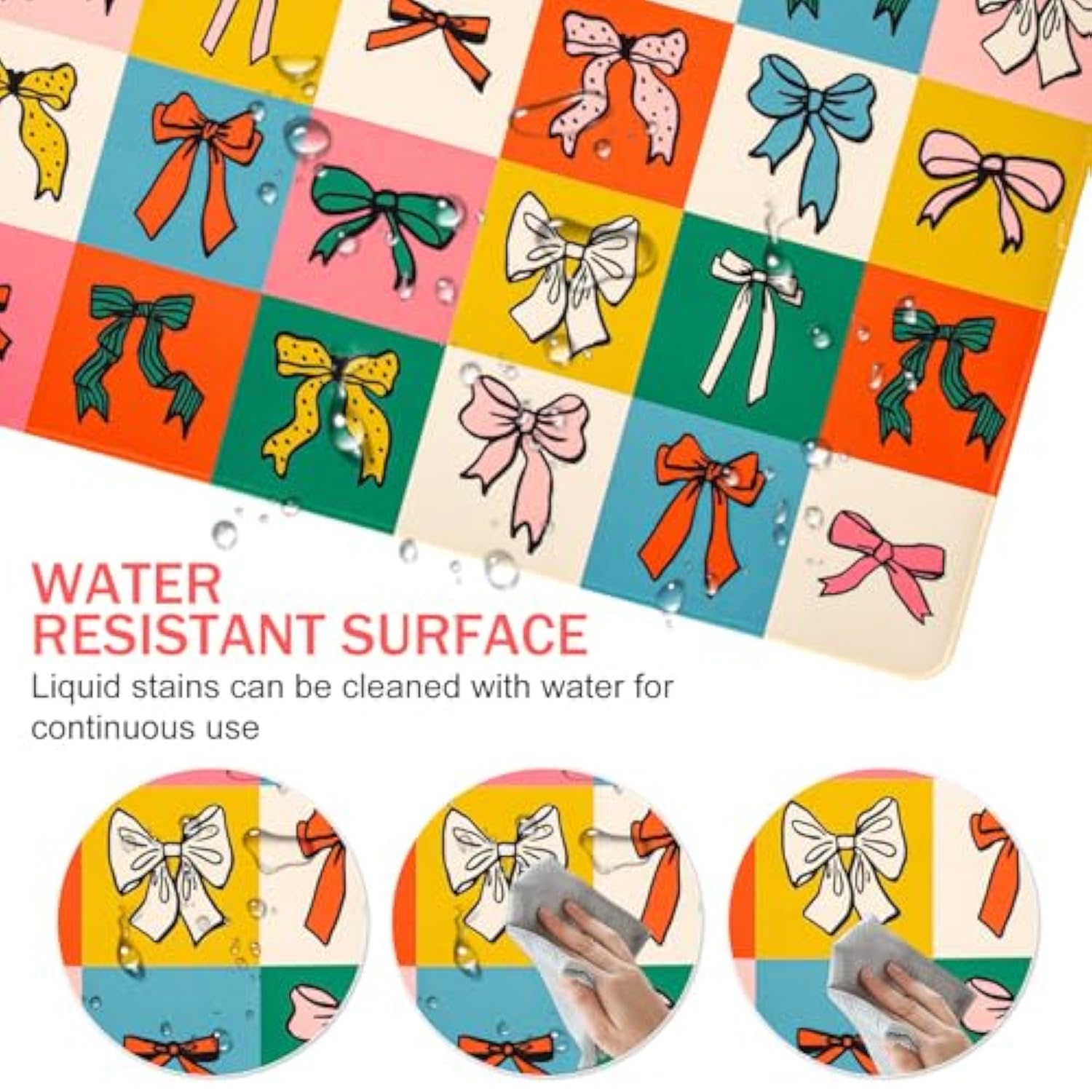 Geometric Bow Desk Mat For Keyboard And Mouse,Cute Xxl Large Mouse Pad,35.4X15.7In Non-Slip Keyboard Pad Waterproof Girly Desktop Mat For Laptop Computer Work Game Home Office-Checkered Bow