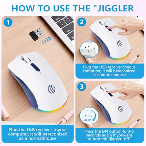 Bluetooth Wireless Mouse, 2-In-1(Bt 5.2+2.4G) 1600Dpi Bluetooth Mice With Usb, Rechargeable Wireless Mice, One-Click Return To Desktop, Dual Mode Silent Mouse For Laptop, Pc, Mac, Tablet, Ipad.(White)