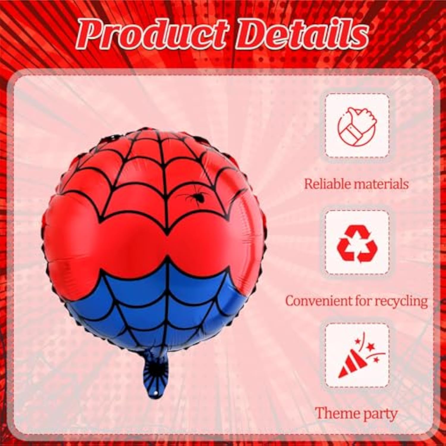 12 Pcs 18 Inch Spider Themed Foil Balloons - Happy Birthday Balloon For Vibrant Party Decorations, Durable & Reusable Foil Mylar Balloons, Perfect For Spider Birthday Party Supplies