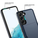 For Samsung S22 Plus Case With Card Holder 5G 6.6 Inch Slim Dual Layer Heavy Duty Protective Wallet Case For Galaxy S22 Plus (Blue)