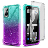 For Cricket Icon 6 Case (Sl219C), At&T Verge (Sl219A) With [Built-In Screen Protector] 9Ft Military Grade Drop Tested, Full-Body Protective Shockproof Bumper Cover (Glitter Aqua/Purple)