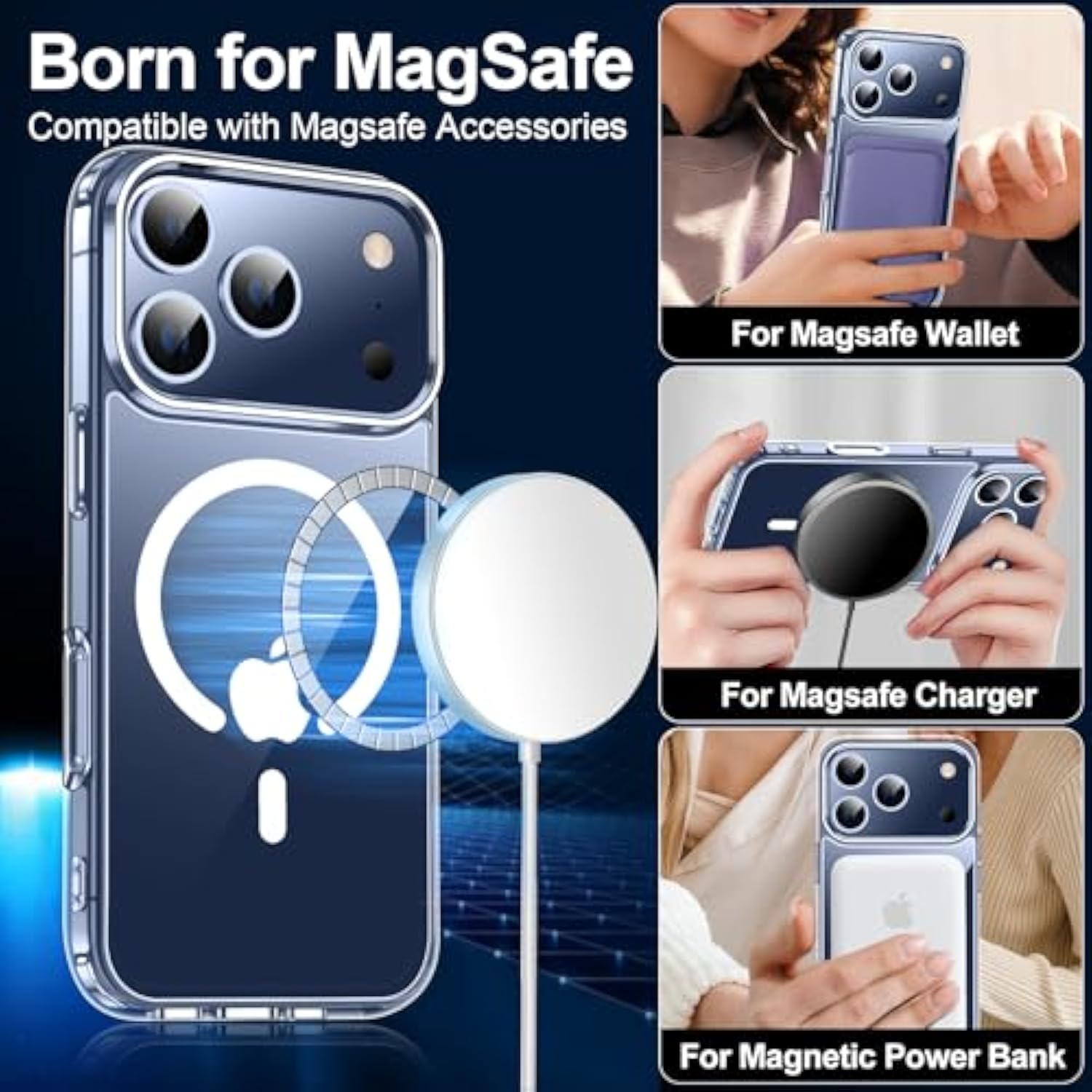 For Iphone 17 Pro Max Case With Screen Protector,[Compatible With Magsafe] Military-Grade Protection & Anti-Yellowing,Magnetic Phone Case For Iphone 17 Pro Max,Clear