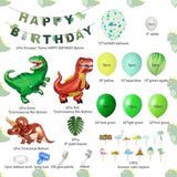 Dinosaur Balloons Arch Garland Kit - 40" Foil Dino Balloons, Happy Birthday Banners & Cake Topper For Jungle Dinosaur Party For Boys & Kids