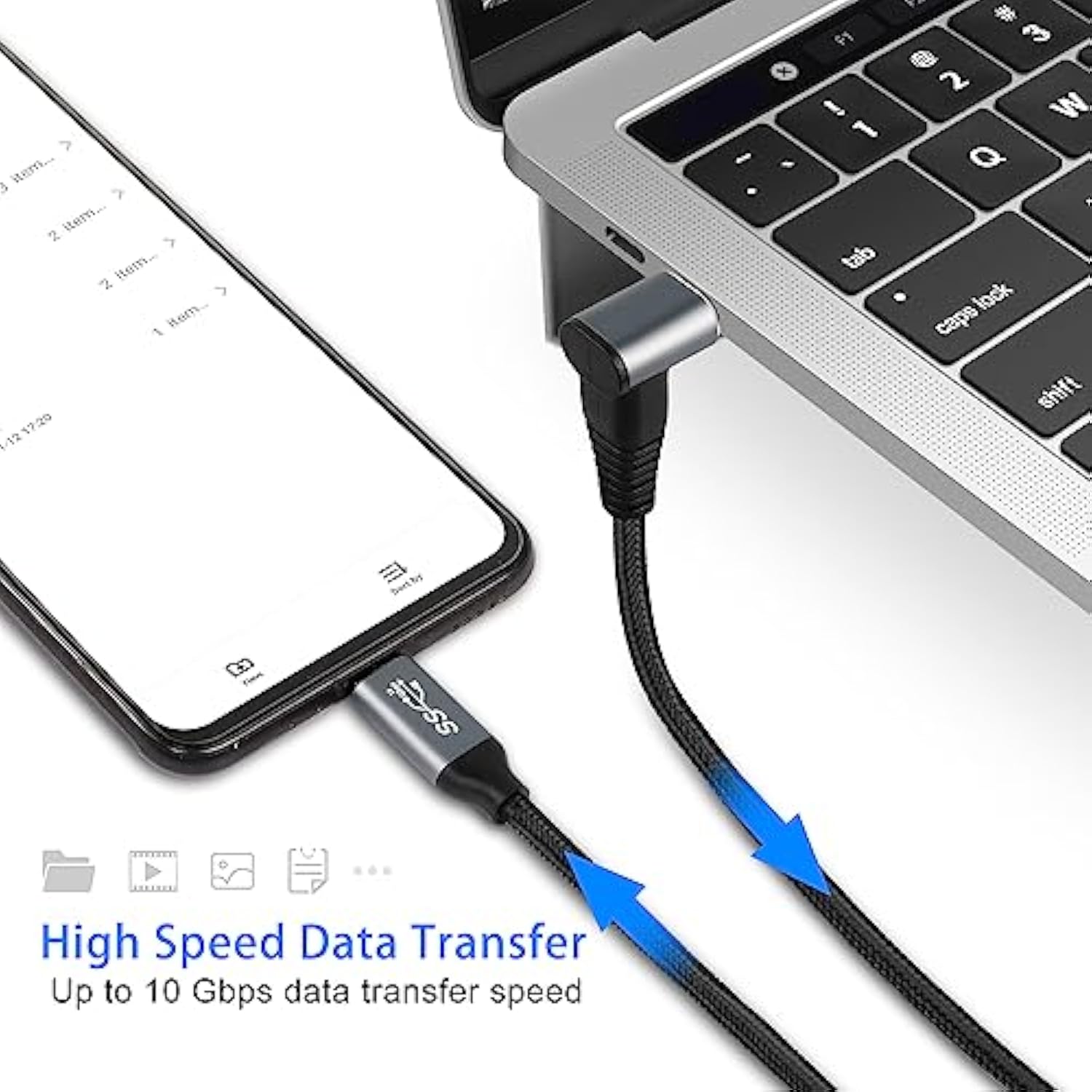1M Right Angle Usb C To Usb C Cable,90 Degree 10Gbps 4K@60Hz Pd 100W Usb3.1 Ge