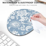 Mouse Pad, Premium-Textured Oval Computer Pad, 8.7" X 7.1" Thick 3 Mm Anti-Slip Waterproof Rubber Cute Mouse Mat For Office, Home, Gaming, Laptop, Pc, Blue Flower