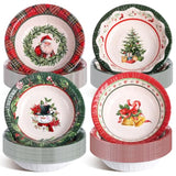 100 Pcs Christmas Paper Bowls Bulk 12 Oz Merry Christmas Disposable Bowls Red And Green Plaid Food Serving Snowman Santa Claus Snack Soup Dessert Food Tablewares For Xmas Party Favors Supplies