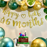 60pcs 12in Metallic Green Gold White Latex Balloons with Ribbons Party