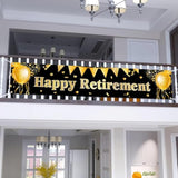 Happy Retirement Banner Black Gold Party Decorations Large Retirement Banner Yard Sign Backdrop Supplies Decoration For Indoor And Outdoor 78 X 17Inches