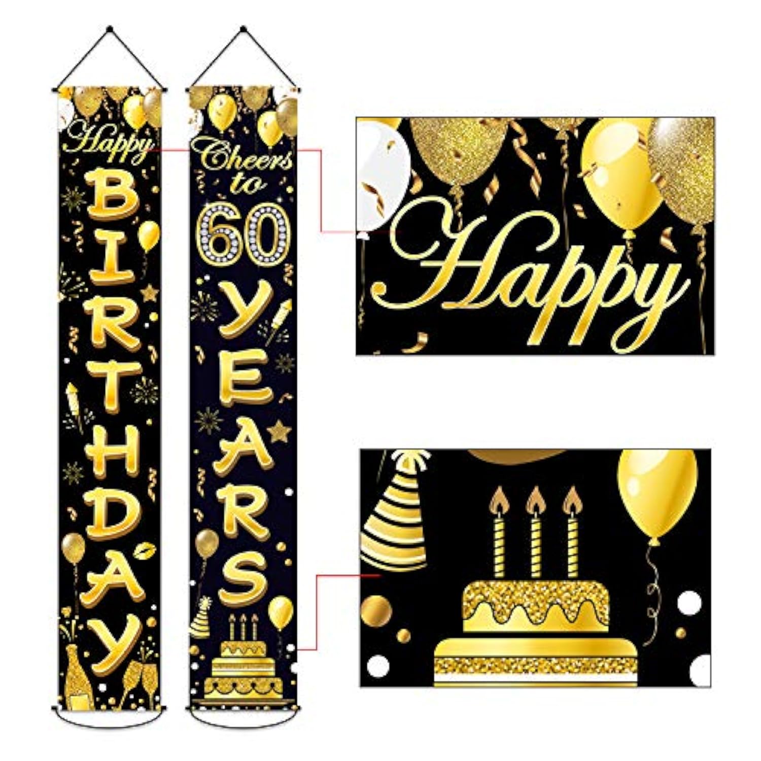 60Th Birthday Party Banner Decorations Cheers To 60 Years Banner 60Th