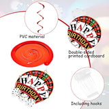17 Pieces Casino Poker Theme Party Decorations Casino Birthday Banner Hanging Swirl 3D Table Toppers Decorations For Poker Party Supplies