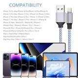 Iphone Charger 3Pack 6Ft Mfi Certified Best New Nylon Braided Lightning Cable Cell Phone Fast Charger Cord Compatible With Iphone14/13/12/11Pro Max/Xs/Xr/X/8/7/6/5/Se/Ipad More
