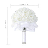 2 Pack Wedding Bouquet Bridal Bridesmaid Holding Flowers Foam Roses Artificial Fake Flower Hand Bouquets With Crystals Soft Ribbons