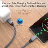 Usb C To Usb C Cable 100W 15Ft 2Pack, Usbc 3.2 Gen 2X2 20Gbps Data Cable 4K Video, Type-C Pd Fast Charging Cord, For Macbook Pro, Ipad Mini 6/Pro, Galaxy S25 Ultra/S24, Switch, Dell