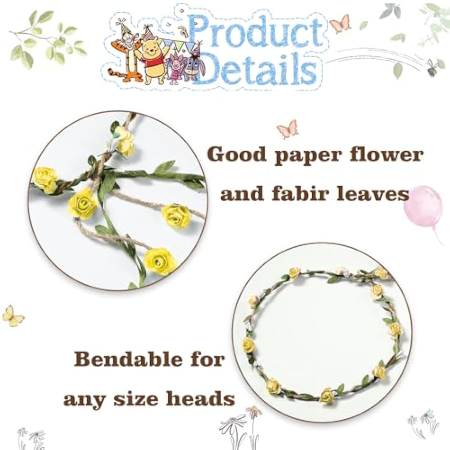 Winnie Mom To Be Sash For Baby Shower Decorations Dad To Be Pin And Yellow Flower Crown Headband Cute Satin Baby Shower Sash For Gender Reveal, Party Favors