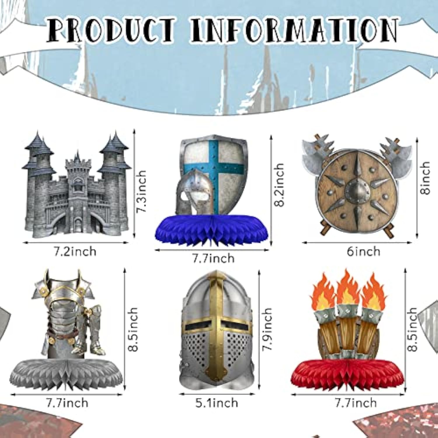 10 Pieces Knights Decorations Knight Birthday Party Supplies Medieval