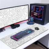 White Topographic Mouse Pad,Xxl 15.7X35.4 Inch Large Gaming Mouse Mat,Non-Slip Base Desk Mat,Extended Game Mousepad Keyboard Pad Long Desk Pad For Computer,Keyboard,Home,Office