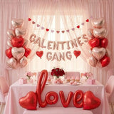 Galentine's Day Balloon Decorations Kit -with Red Rose Gold GALENTINES GANG & LOVE Heart Foil Balloons for Best Friends Bachelorette Bridal Shower Valentine's Celebration Decorations (Red Rose Gold)