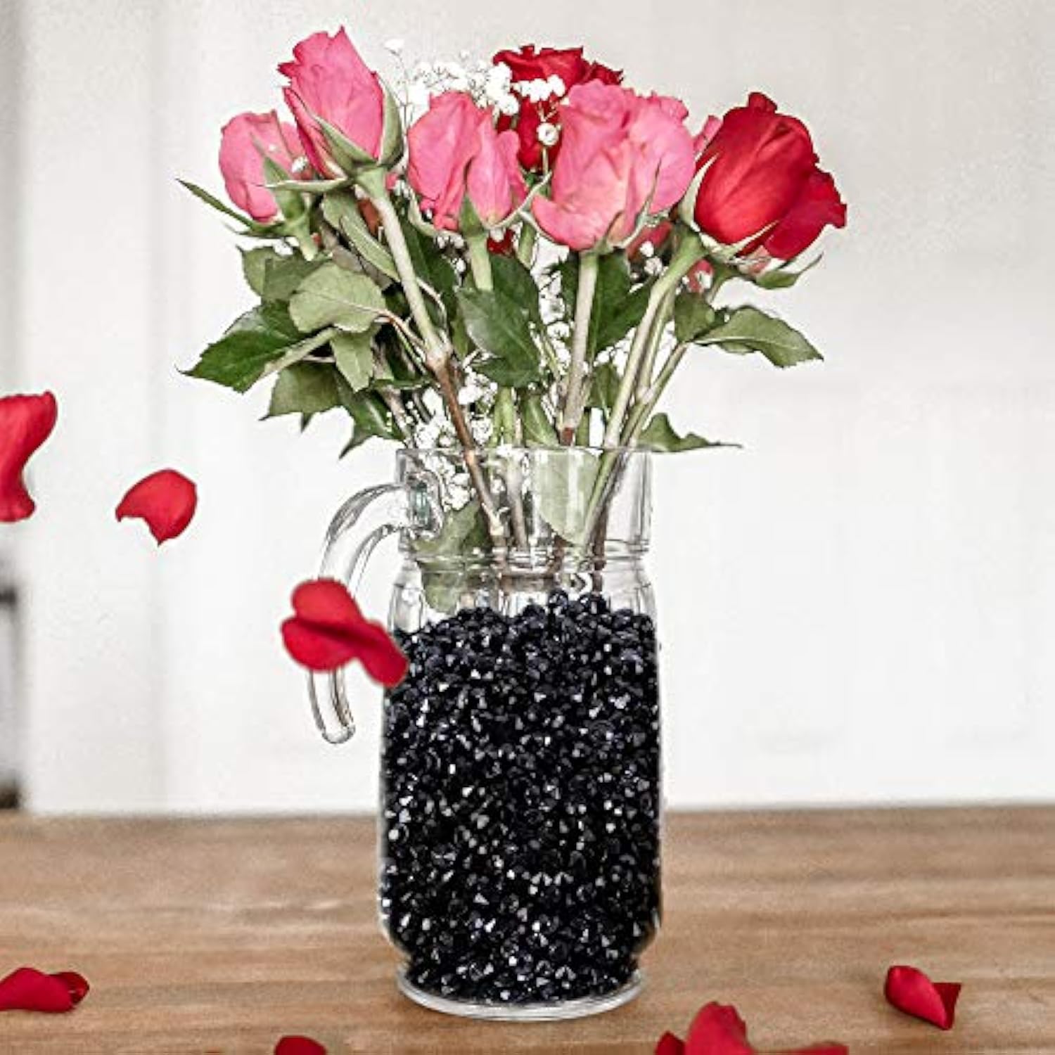 2000 Black Diamond Table Confetti Wedding Bridal Shower Party Decorations 1 Carat 6.5Mm Black