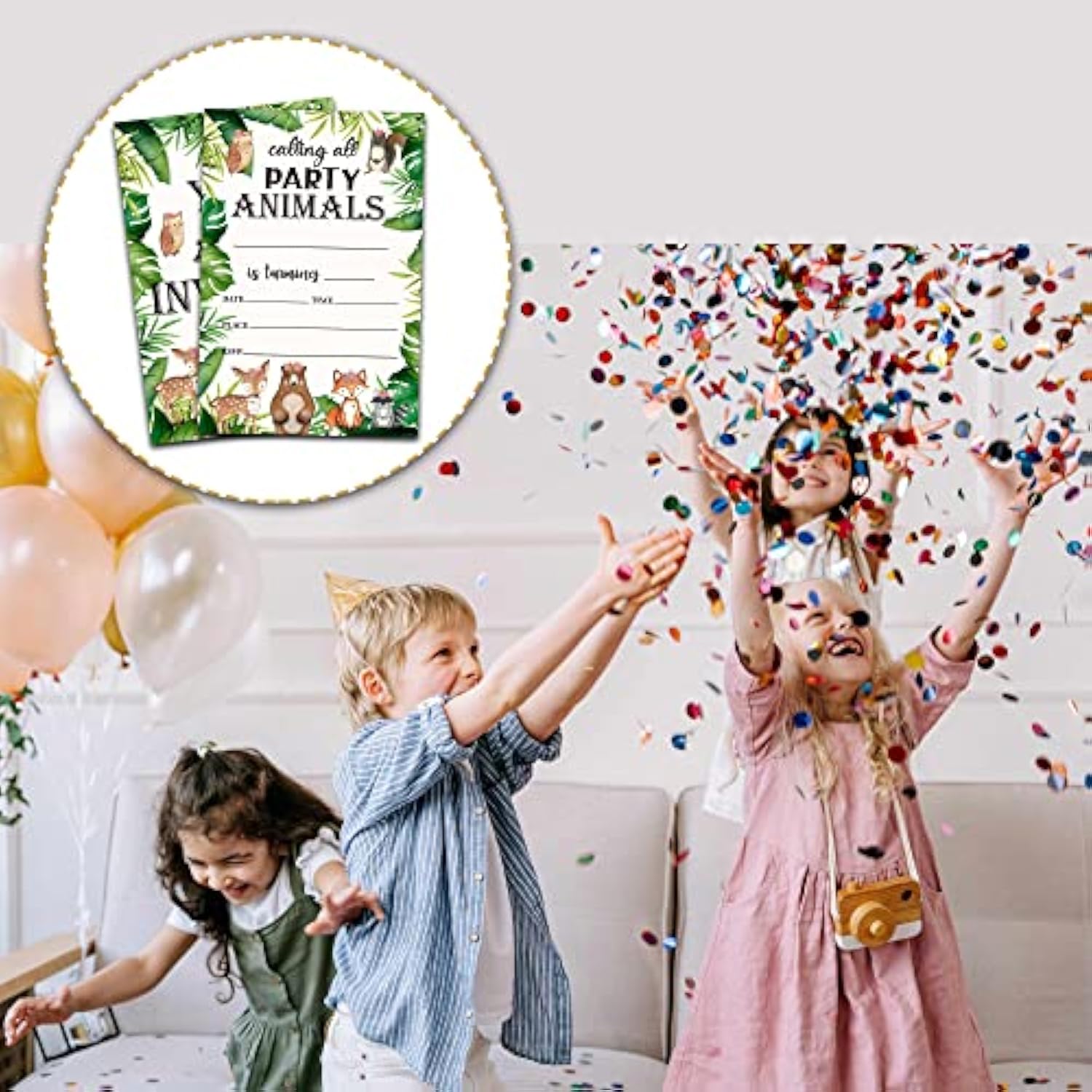 Woodland Birthday Invitations With Envelopes - Safari Party Invitation Card For Boys/Girls - Forest Animal Themed Fill-In Invites Cards - Jungle Party Supplies Decorations (20 Pack)-18
